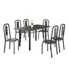 Conjunto Sala De Jantar Com 6 Cadeiras Lívia Floral Preto / P