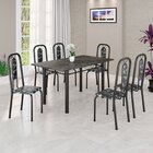 Conjunto Sala De Jantar Com 6 Cadeiras Lívia Floral Preto / P
