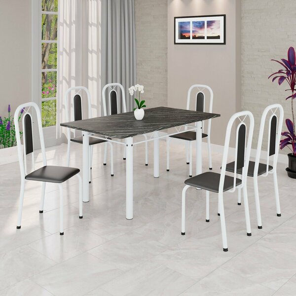 Conjunto Sala De Jantar Com 6 Cadeiras Lívia Preto / Branco