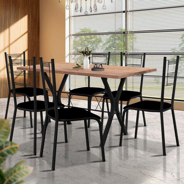 Conjunto Sala De Jantar Com 6 Cadeiras Preto Colt Shop Jm