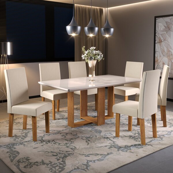 Conjunto Sala De Jantar Com Cadeiras Vênus Billion  Mel/bege/