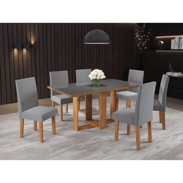 Conjunto Sala De Jantar Com Cadeiras Vênus Billion  Mel/cinza
