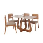 Conjunto Sala De Jantar Com Mesa De Vidro Bromélia 1,30m E 4