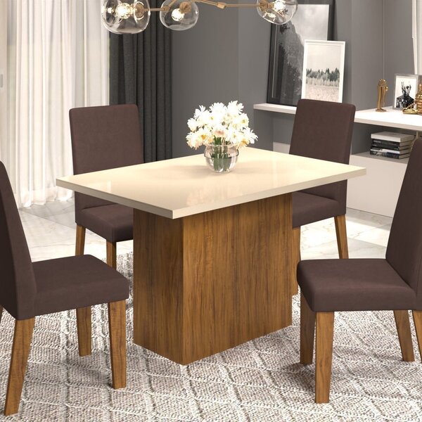 Conjunto Sala De Jantar Com Mesa E 4 Cadeiras Vintage Viero P
