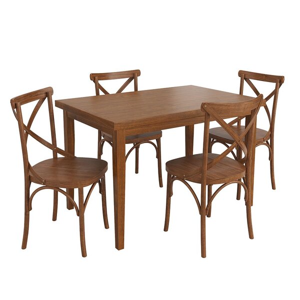 Conjunto Sala De Jantar Com Mesa E 4 Cadeiras X Em Madeira Ma