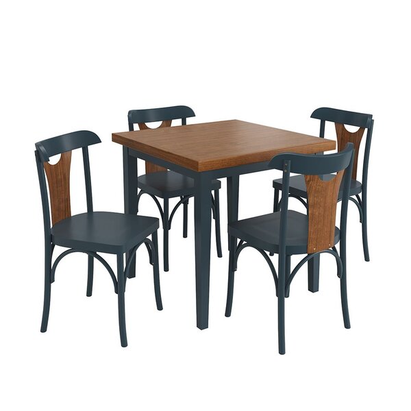 Conjunto Sala De Jantar Com Mesa E 4 Cadeiras Y Em Madeira Ma