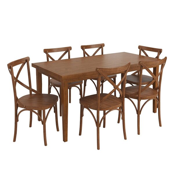 Conjunto Sala De Jantar Com Mesa E 6 Cadeiras X Em Madeira Ma