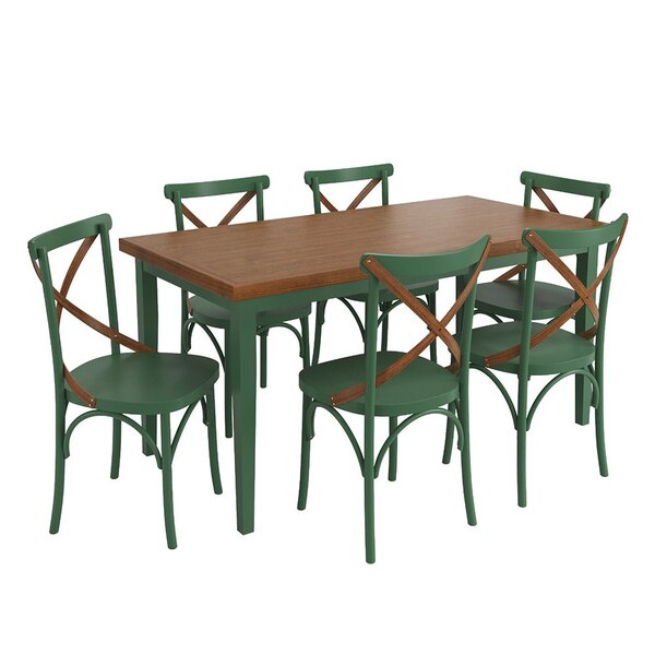 Conjunto Sala De Jantar Com Mesa E 6 Cadeiras X Em Madeira Ma