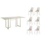 Conjunto Sala De Jantar Com Mesa Tampo De Vidro 6 Cadeiras Ar