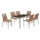 Conjunto Sala De Jantar Com Tampo De Vidro 6 Cadeiras Premium