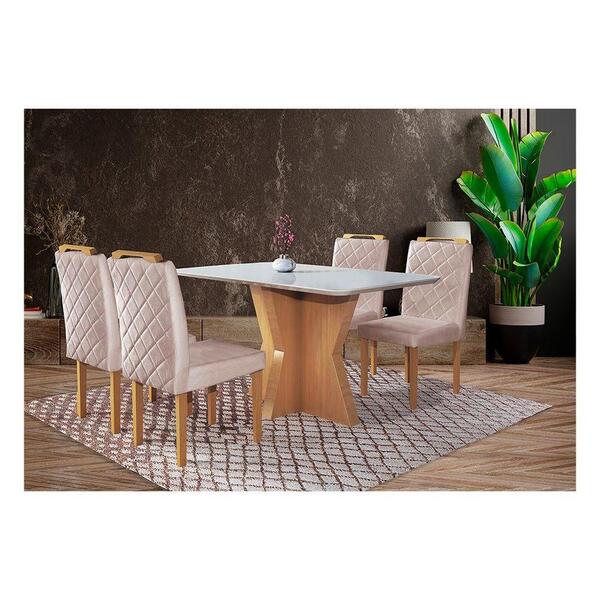 Conjunto Sala De Jantar Cristal Mesa E 4 Cadeiras Móveis Mix