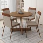 Conjunto Sala De Jantar Déli 4 Cadeiras Carraro Areia/rose/no