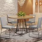 Conjunto Sala De Jantar Dubai Mesa 110cm Mdf Vidro Off White