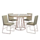 Conjunto Sala De Jantar Dubai Mesa 110cm Mdf Vidro Off White