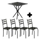 Conjunto Sala De Jantar Egeo 75 Cm Com 4 Cadeiras Preto Shop