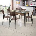 Conjunto Sala De Jantar Espanha Com 6 Cadeiras Em Aço Tampo D