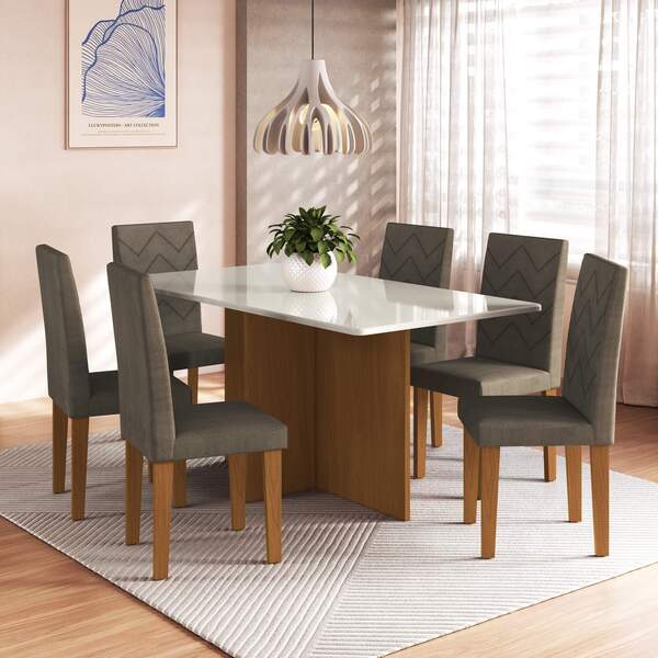 Conjunto Sala De Jantar Fidelitá Itália 170cm Com 6 Cadeiras