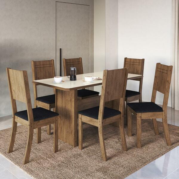 Conjunto Sala de Jantar Fidelitá Miami 150cm Com 6 Cadeiras N