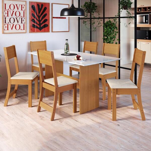 Conjunto Sala de Jantar Fidelitá Siena Com 6 Cadeiras Freijó/