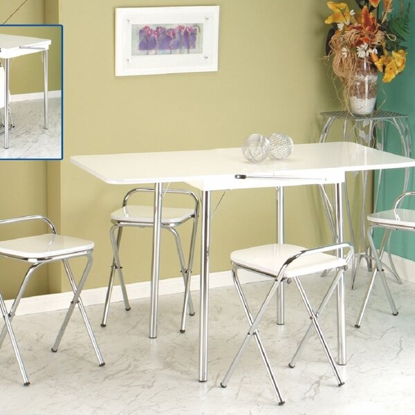 Conjunto Sala De Jantar Flor Mesa Dobrável Cromado