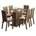 Conjunto Sala De Jantar Gales Madesa Mesa Tampo De Vidro Com