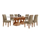 Conjunto Sala De Jantar Genova Tampo Vidro/mdf Com 6 Cadeiras