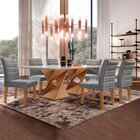 Conjunto Sala De Jantar Genova Tampo Vidro/mdf Com 6 Cadeiras