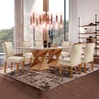 Conjunto Sala De Jantar Genova Tampo Vidro/mdf Com 6 Cadeiras
