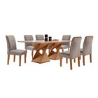Conjunto Sala De Jantar Genova Tampo Vidro/mdf Com 6 Cadeiras