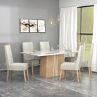 Conjunto Sala De Jantar Geórgia Tampo De Vidro 6 Cadeiras Mad