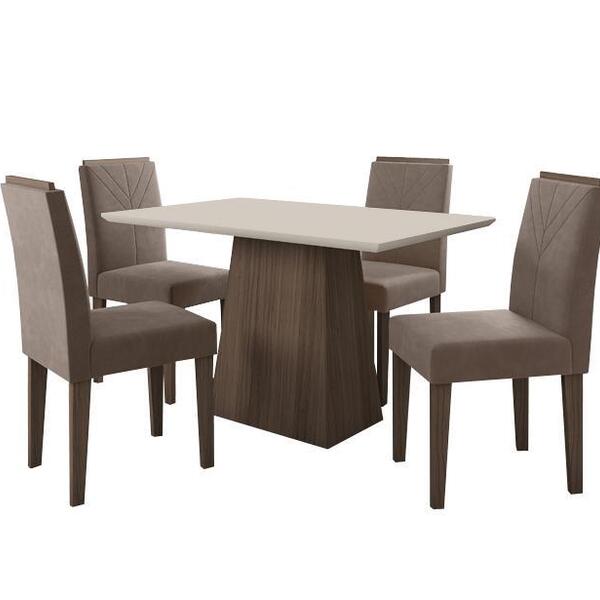Conjunto Sala De Jantar Jasmin 1,20m E 4 Cadeiras Amanda Imbu