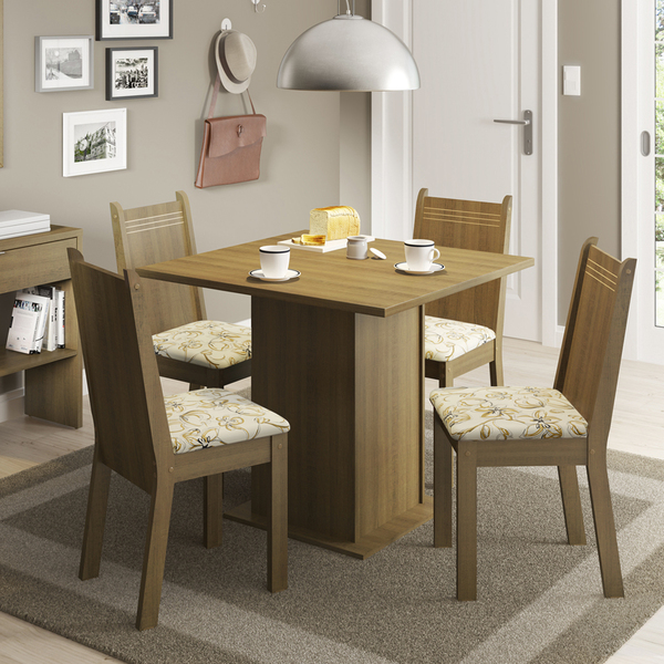 Conjunto Sala De Jantar Kate Madesa Tampo De Madeira Com 4 Ca