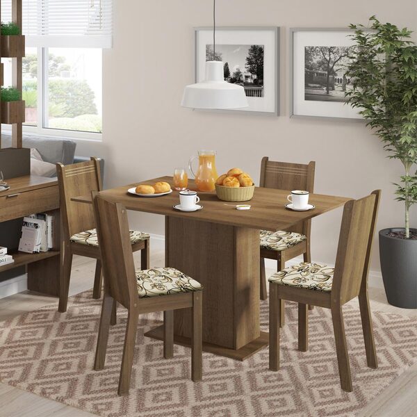 Conjunto Sala De Jantar Lexy Madesa Mesa Tampo De Madeira Com