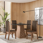 Conjunto Sala De Jantar Líbia 0,90 Com 4 Cadeiras Amêndoa 04a