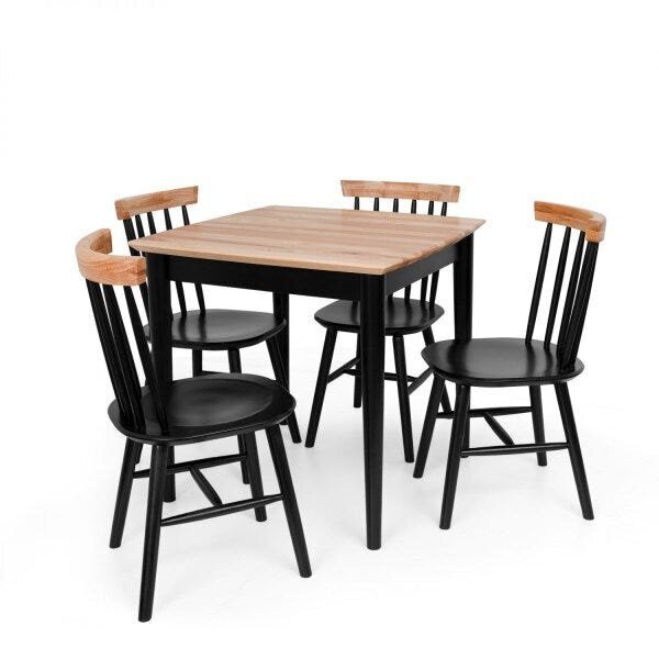 Conjunto Sala De Jantar Madeira Maciça Mesa 80cmx80cm Com 4 C