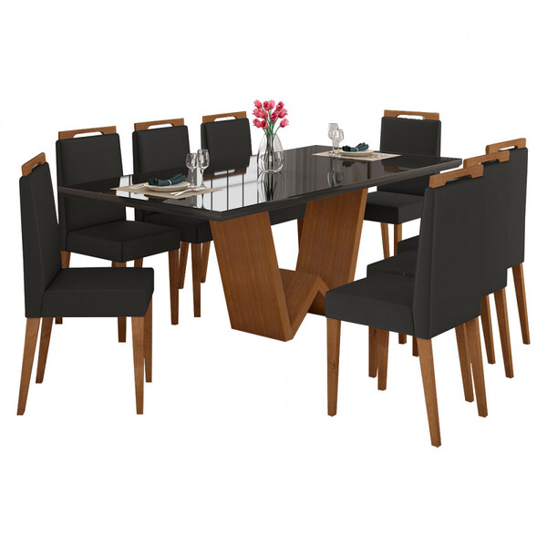 Conjunto Sala De Jantar Madeira Maciça Mesa Soul E 8 Cadeiras