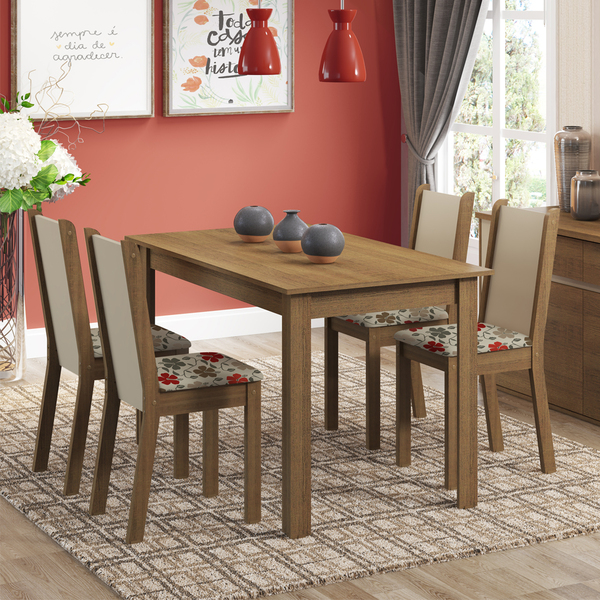 Conjunto Sala De Jantar Madesa Bea Mesa Tampo De Madeira Com