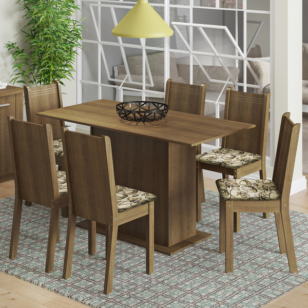 Conjunto Sala De Jantar Madesa Celeny Mesa Tampo De Madeira C