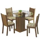 Conjunto Sala De Jantar Madesa Débora Mesa Tampo De Vidro Red