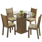 Conjunto Sala De Jantar Madesa Débora Mesa Tampo De Vidro Red