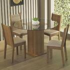 Conjunto Sala De Jantar Madesa Débora Mesa Tampo De Vidro Red