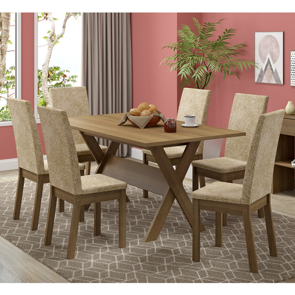 Conjunto Sala de Jantar Madesa Everest Mesa Tampo de Madeira