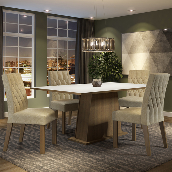 Conjunto Sala De Jantar Madesa Ingrid Mesa Tampo De Madeira C