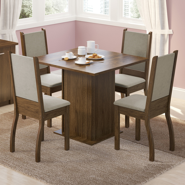 Conjunto Sala de Jantar Madesa Joyce Mesa Tampo de Madeira co