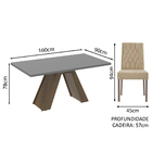 Conjunto Sala de Jantar Madesa Karen Mesa Tampo de Madeira co