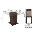 Conjunto Sala de Jantar Madesa Lau Mesa Tampo de Vidro com 2