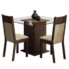 Conjunto Sala de Jantar Madesa Lau Mesa Tampo de Vidro com 2