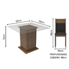 Conjunto Sala De Jantar Madesa Lau Mesa Tampo De Vidro Com 2
