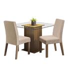 Conjunto Sala De Jantar Madesa Lisi Mesa Tampo De Vidro Com 2