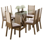 Conjunto Sala de Jantar Madesa Luzia Mesa Tampo de Vidro com